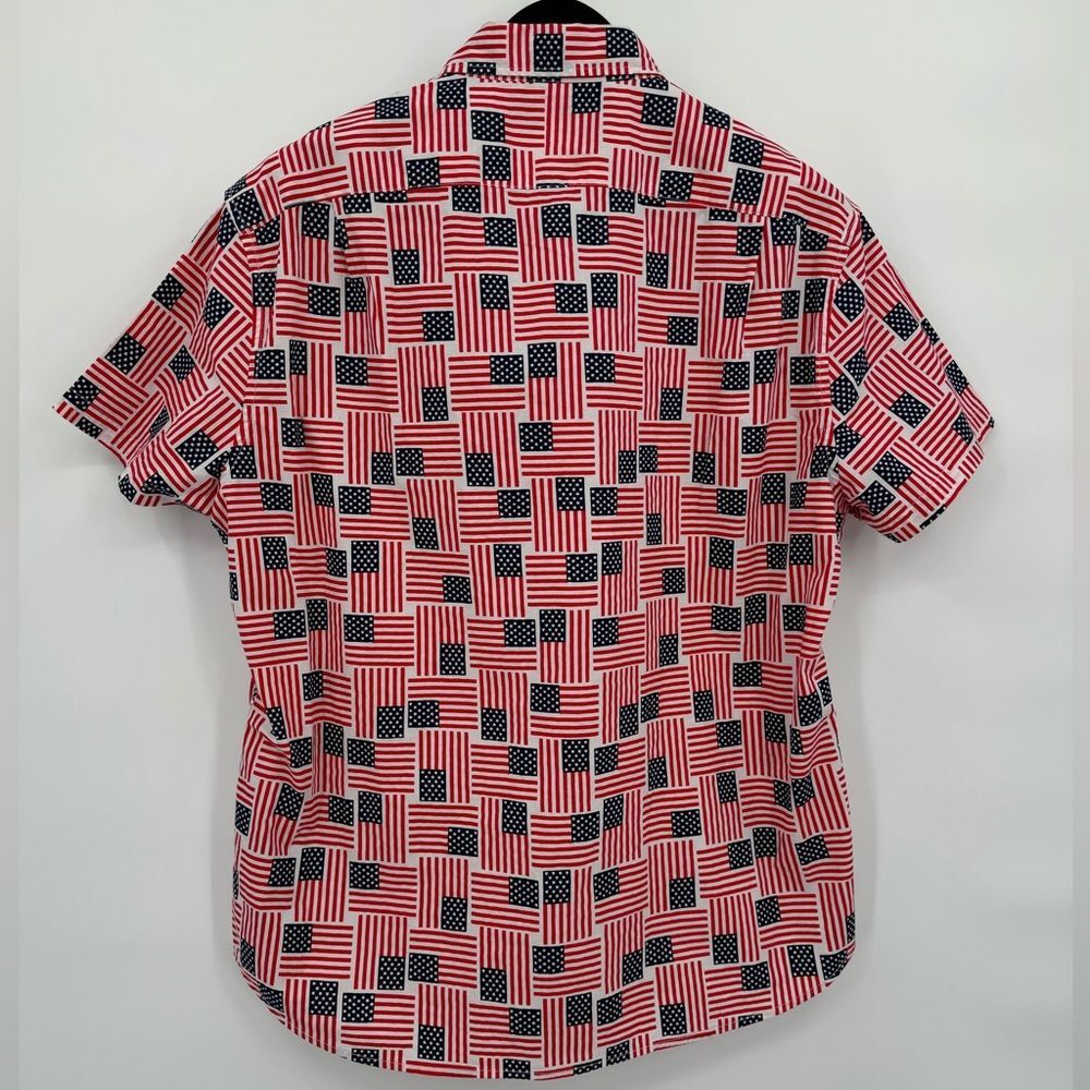 J. Crew Short-sleeve printed slim flex‎ washed casual shirt American Flag NWT XL - Picture 2 of 7